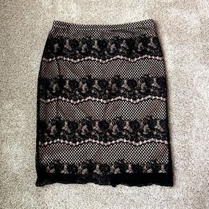 Eva Mendes Black and Nude pencil Midi Skirt Size 12